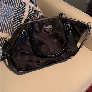Black coach purse with silver hardware